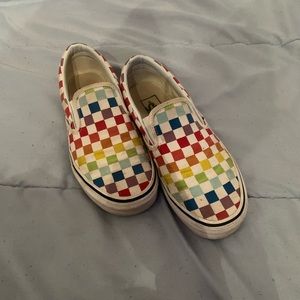 Rainbow checkered canvas vans